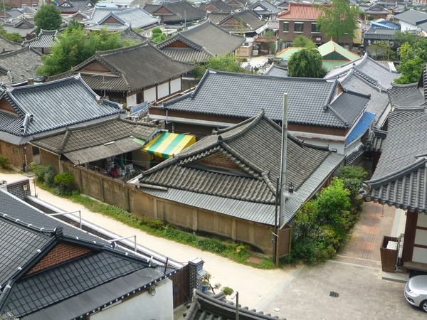 Pohled na Hanok z ptačí perspektivy